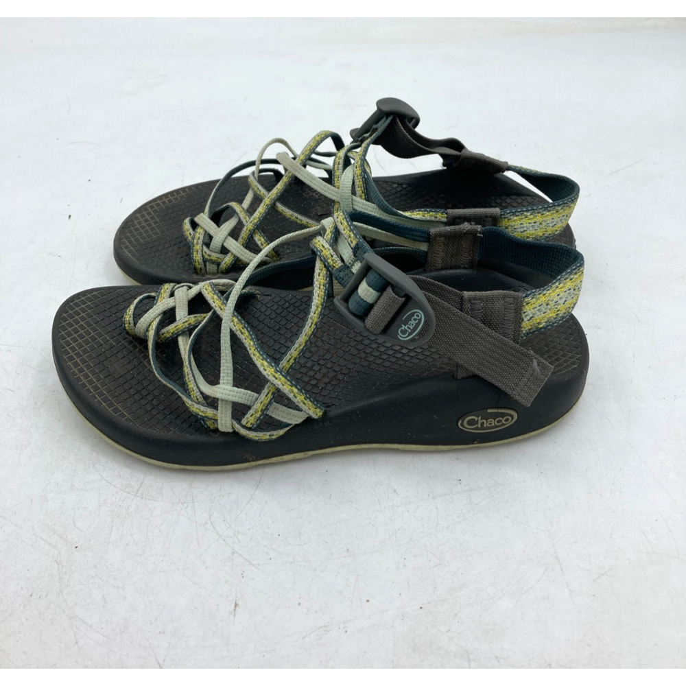 CHACO   WOMEN'S HIKING SANDALS  VIRAM SIZE 7 BLACK MINT GREEN ADJUSTABLE STRAPPY